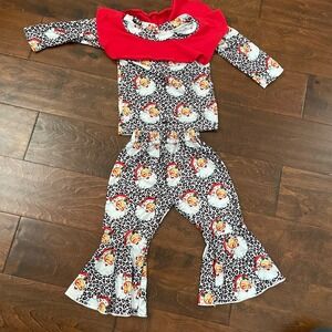 Shein Baby 80 / 12-18 Months Christmas Santa Outfit Flair Pants Long Sleeve Top